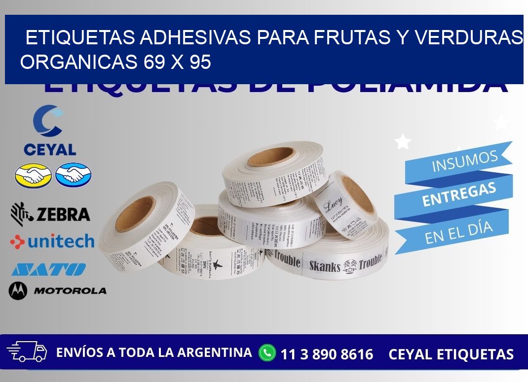 ETIQUETAS ADHESIVAS PARA FRUTAS Y VERDURAS ORGANICAS 69 x 95
