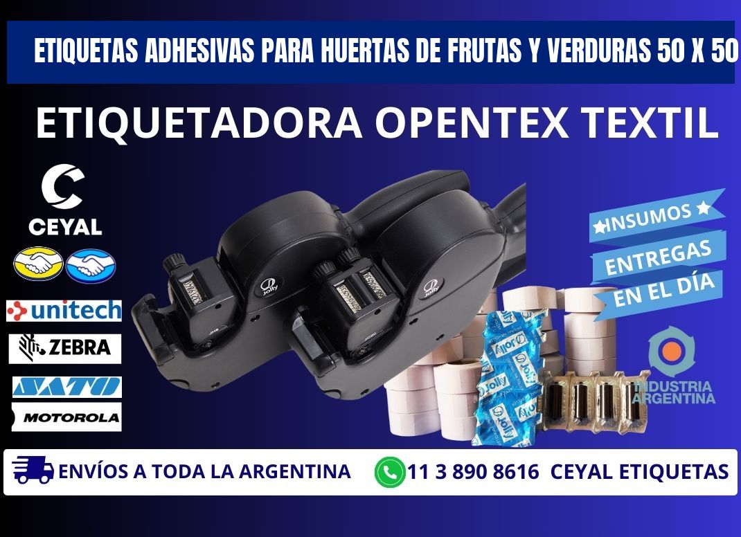 ETIQUETAS ADHESIVAS PARA HUERTAS DE FRUTAS Y VERDURAS 50 x 50