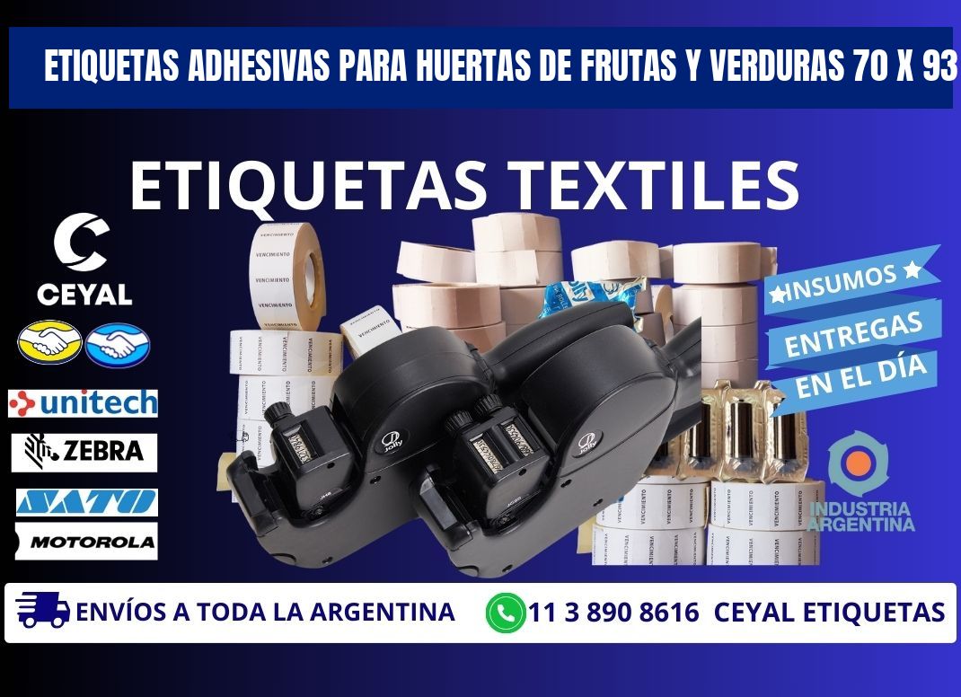 ETIQUETAS ADHESIVAS PARA HUERTAS DE FRUTAS Y VERDURAS 70 x 93