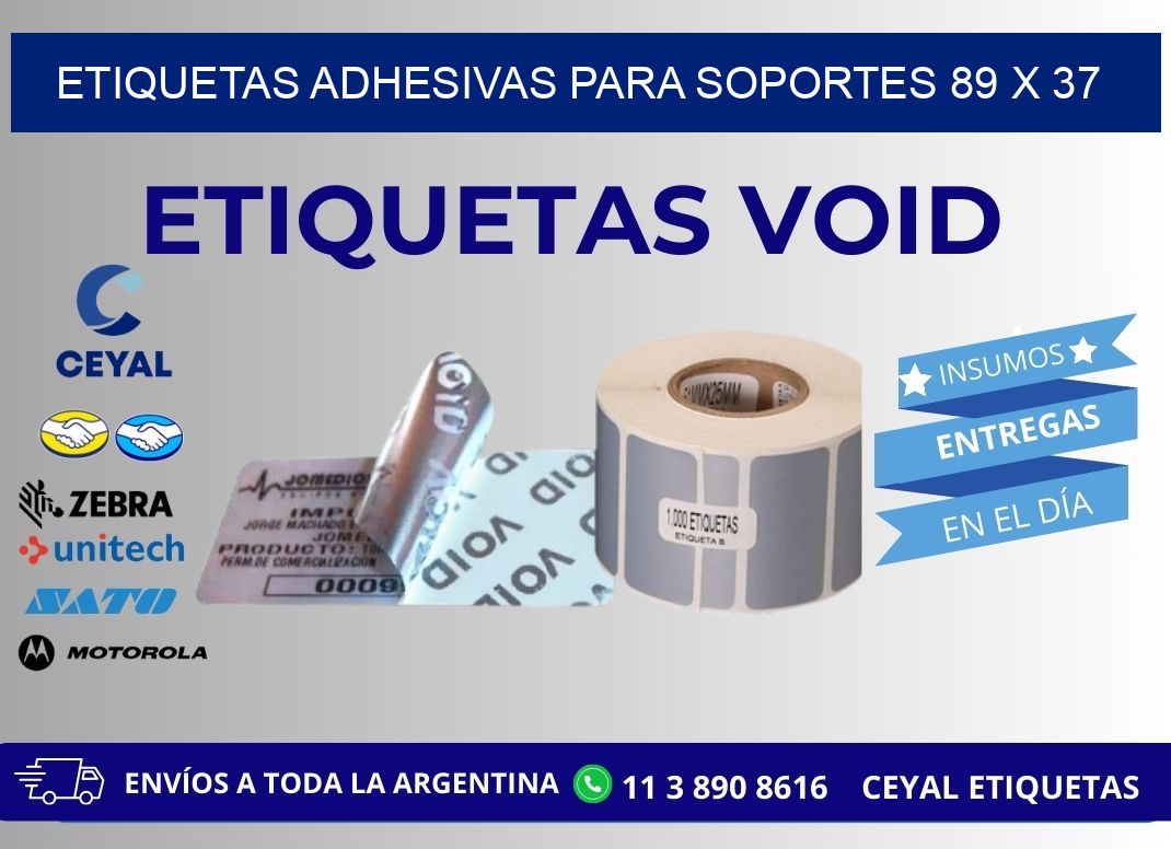 ETIQUETAS ADHESIVAS PARA SOPORTES 89 x 37