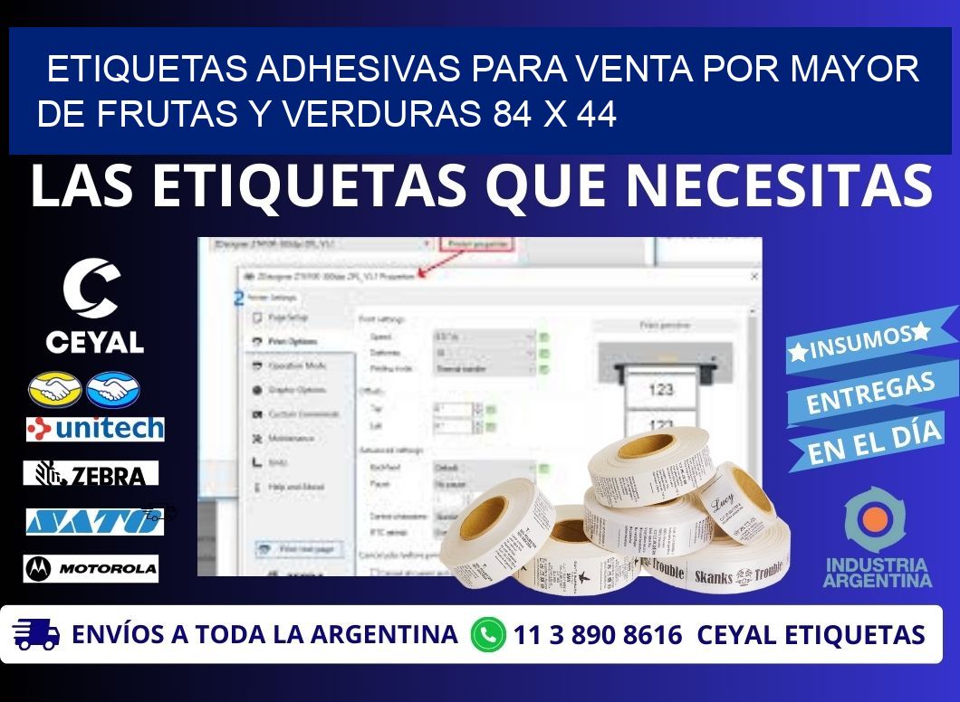 ETIQUETAS ADHESIVAS PARA VENTA POR MAYOR DE FRUTAS Y VERDURAS 84 x 44