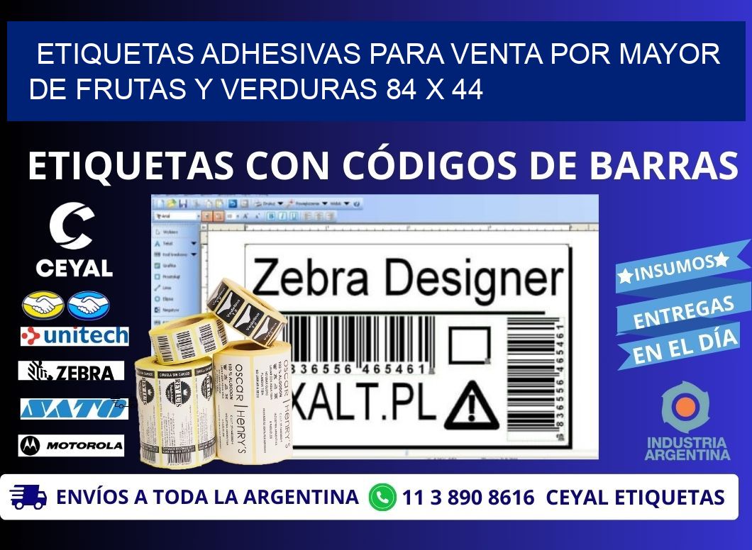 ETIQUETAS ADHESIVAS PARA VENTA POR MAYOR DE FRUTAS Y VERDURAS 84 x 44