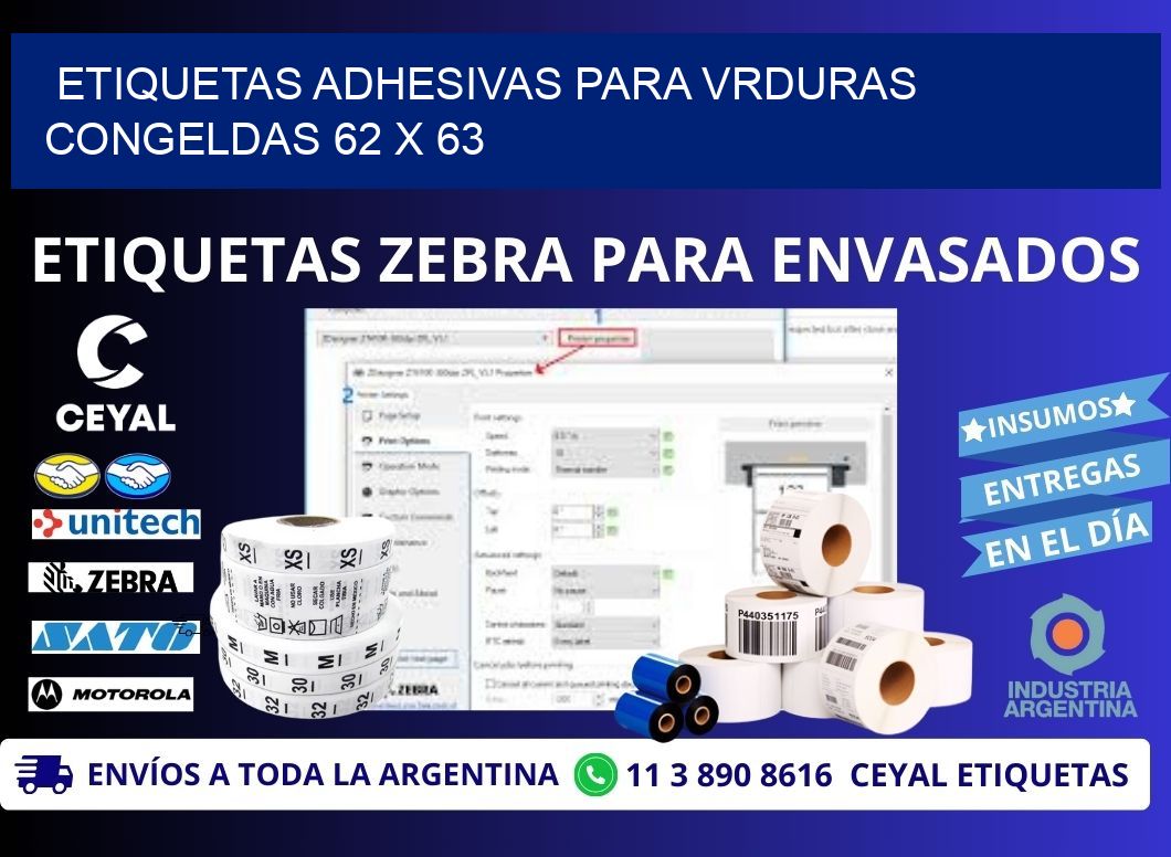 ETIQUETAS ADHESIVAS PARA VRDURAS CONGELDAS 62 x 63