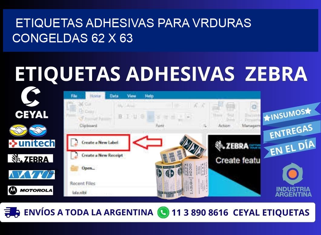 ETIQUETAS ADHESIVAS PARA VRDURAS CONGELDAS 62 x 63