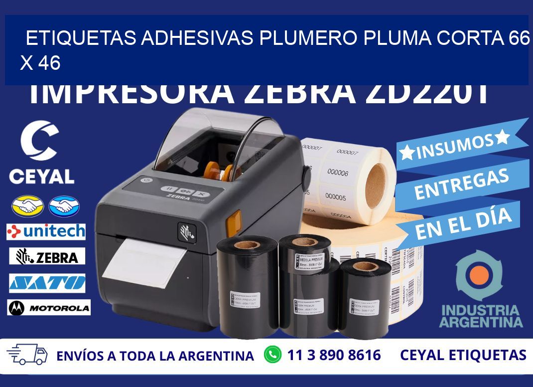 ETIQUETAS ADHESIVAS PLUMERO PLUMA CORTA 66 x 46