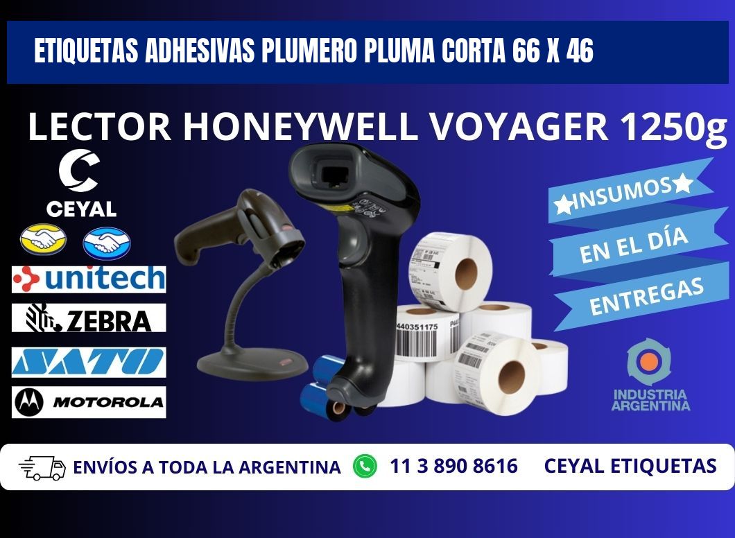 ETIQUETAS ADHESIVAS PLUMERO PLUMA CORTA 66 x 46