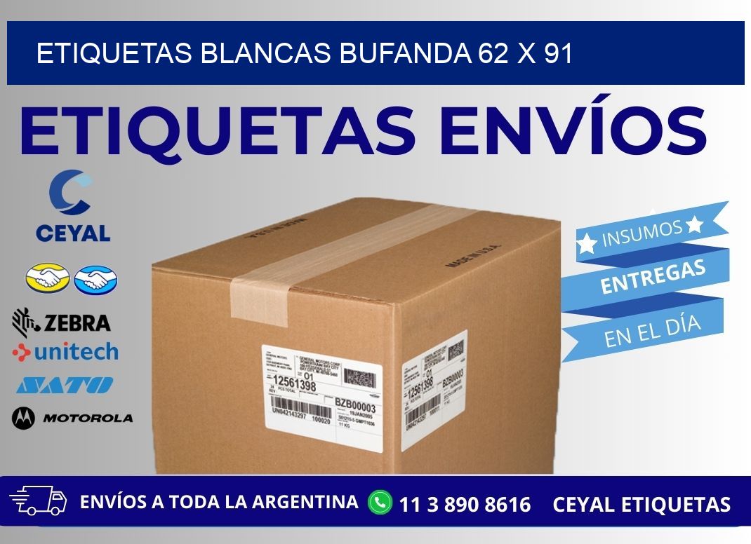 ETIQUETAS BLANCAS BUFANDA 62 x 91