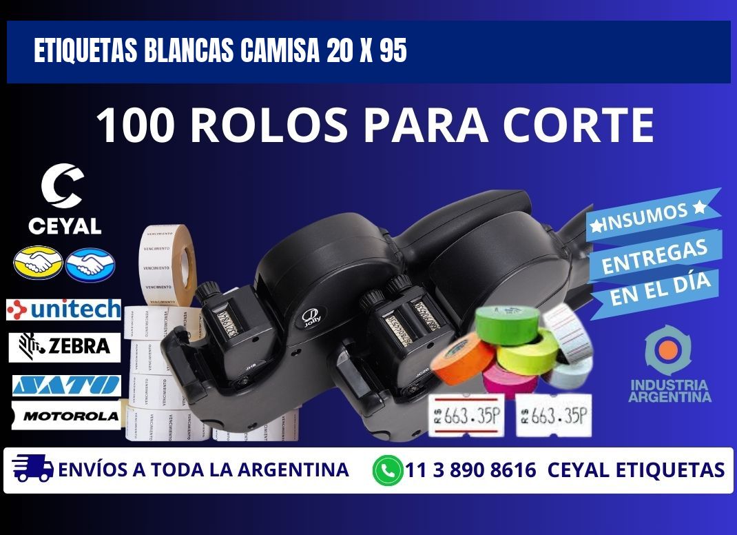 ETIQUETAS BLANCAS CAMISA 20 x 95