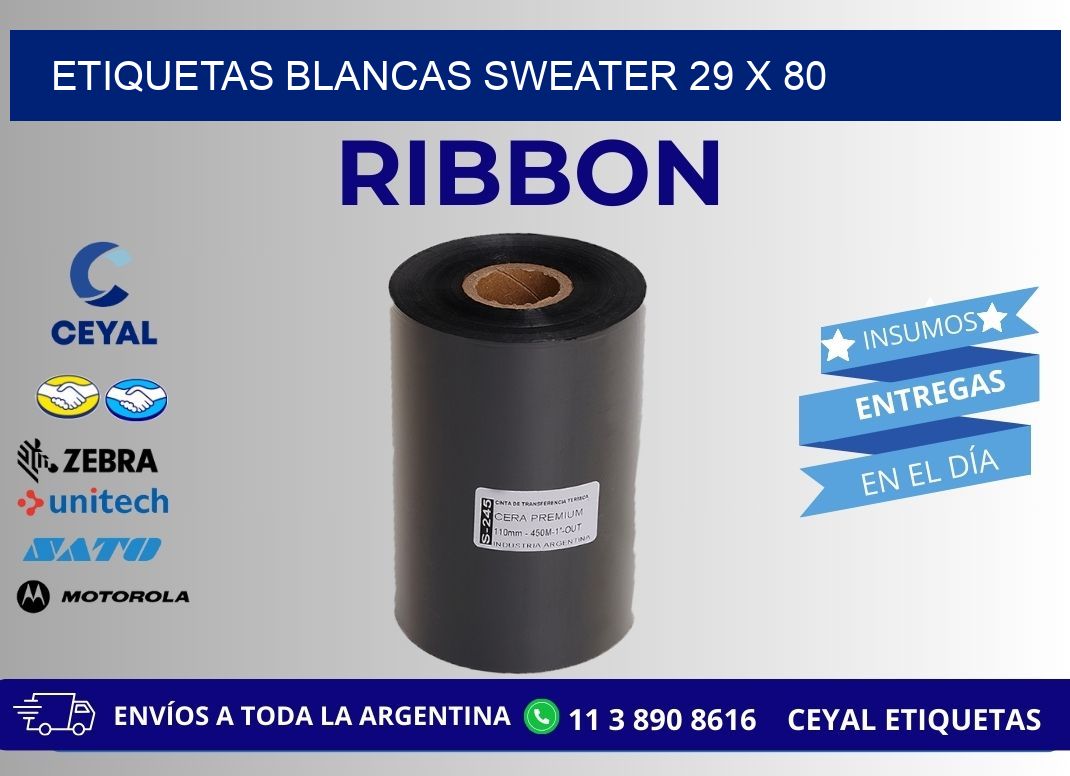 ETIQUETAS BLANCAS SWEATER 29 x 80