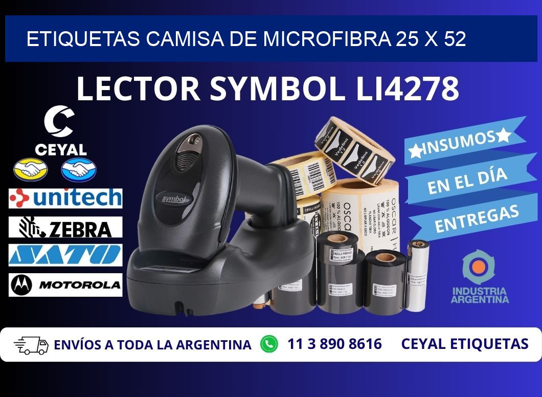 ETIQUETAS CAMISA DE MICROFIBRA 25 x 52