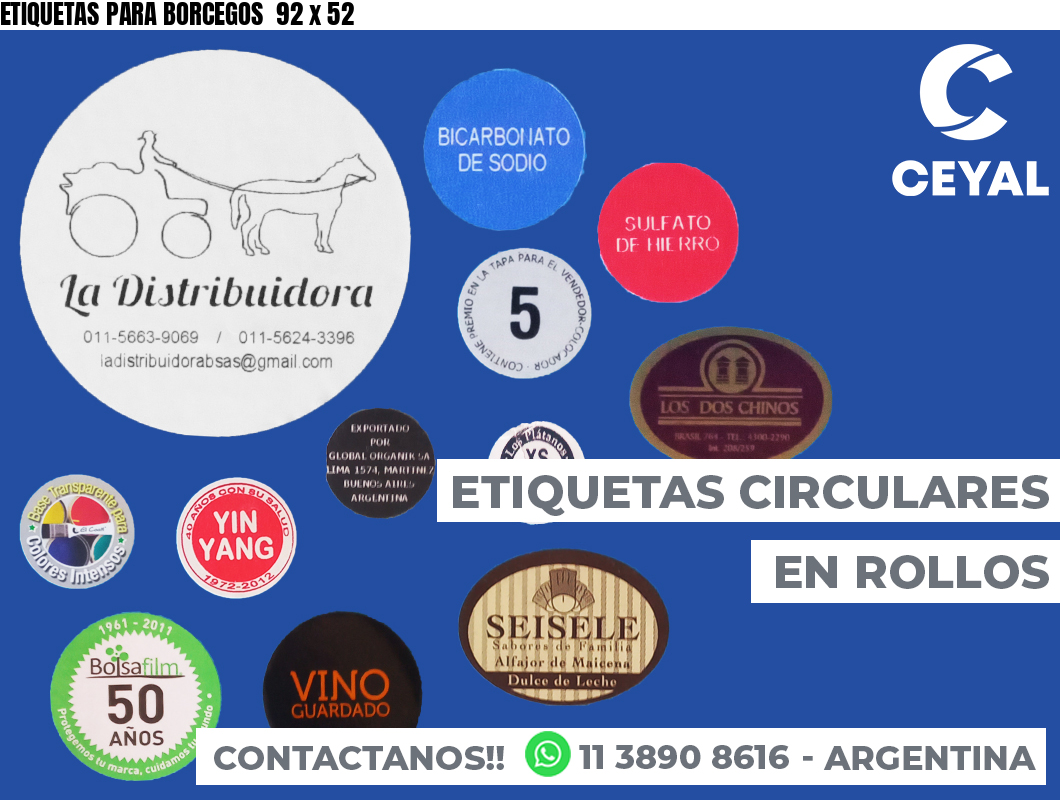 ETIQUETAS PARA BORCEGOS  92 x 52