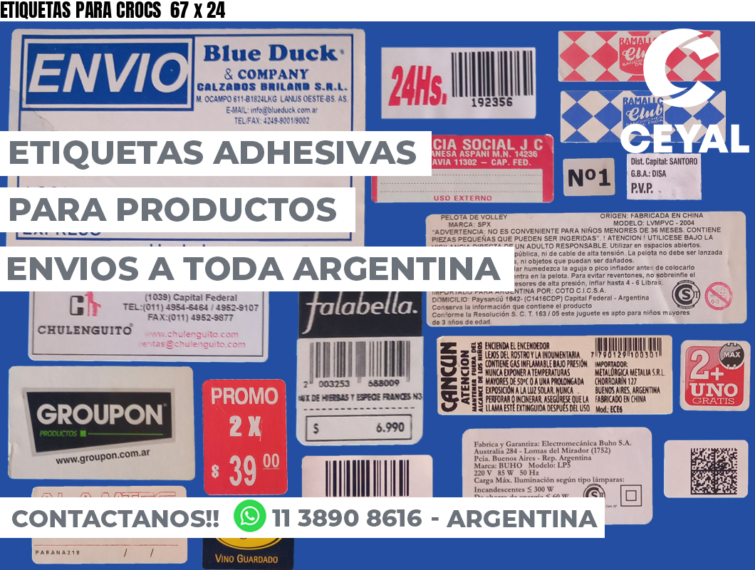 ETIQUETAS PARA CROCS  67 x 24