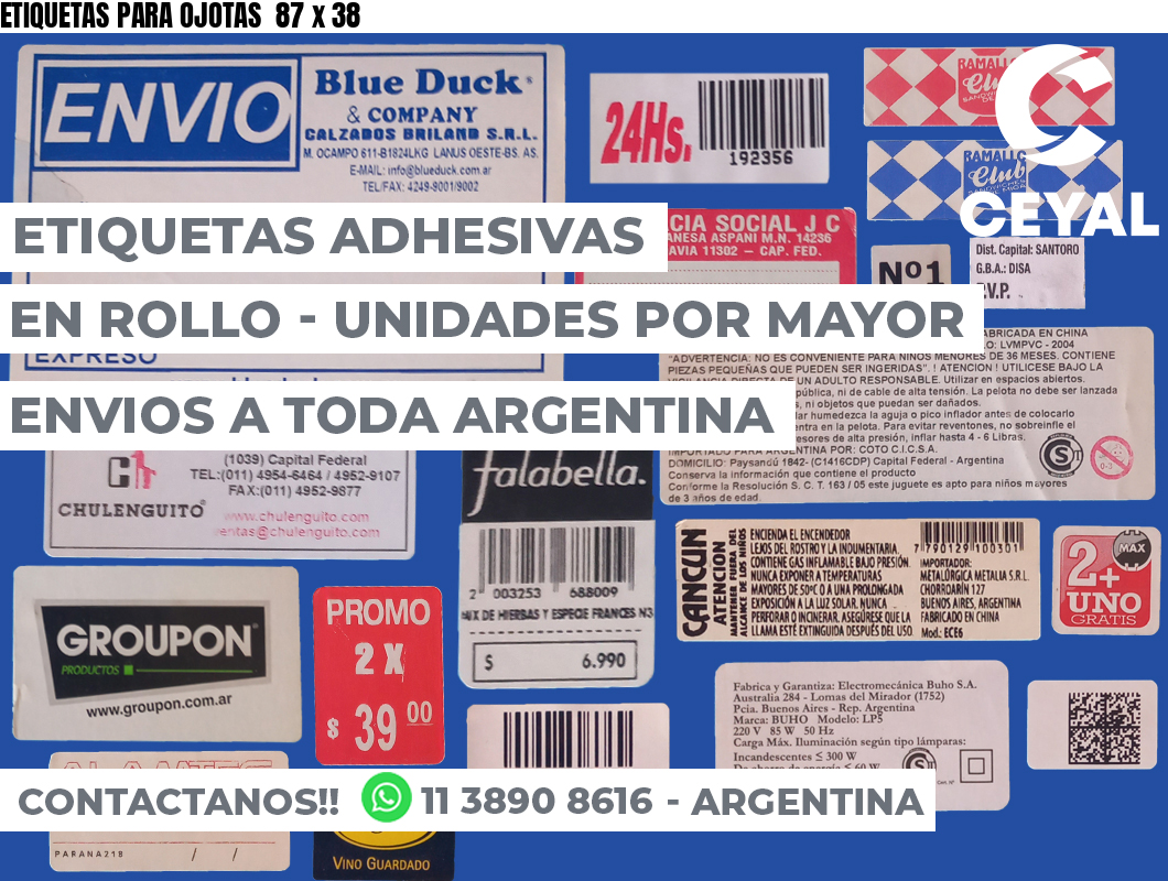 ETIQUETAS PARA OJOTAS  87 x 38
