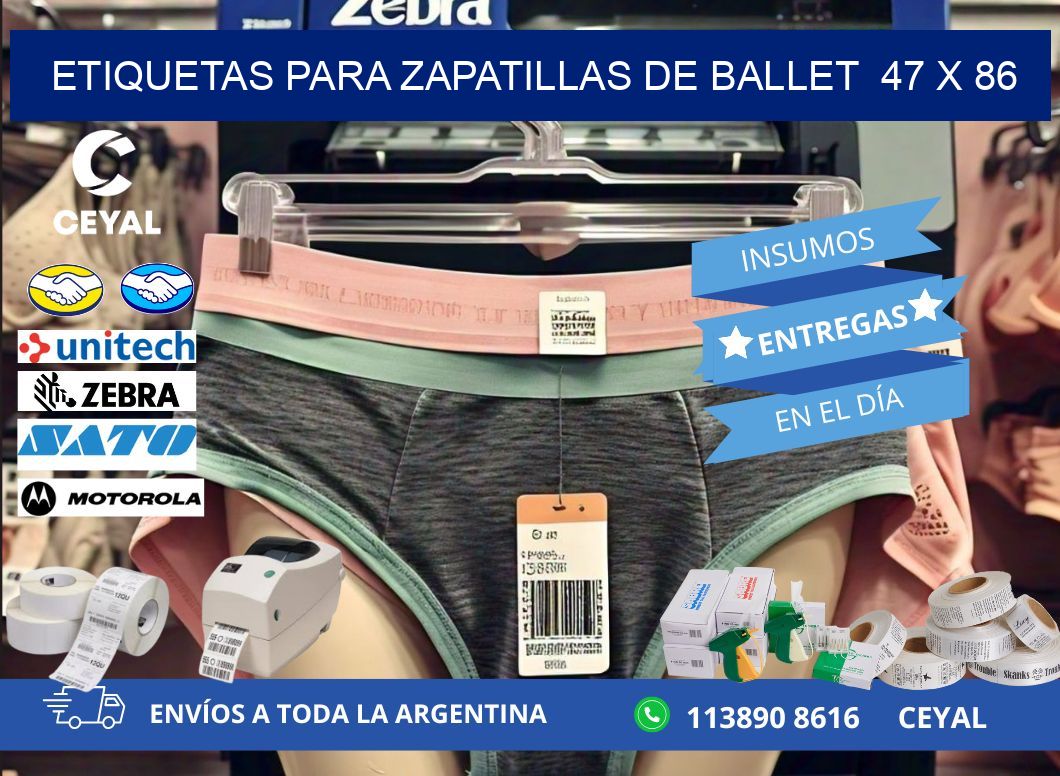 ETIQUETAS PARA ZAPATILLAS DE BALLET  47 x 86
