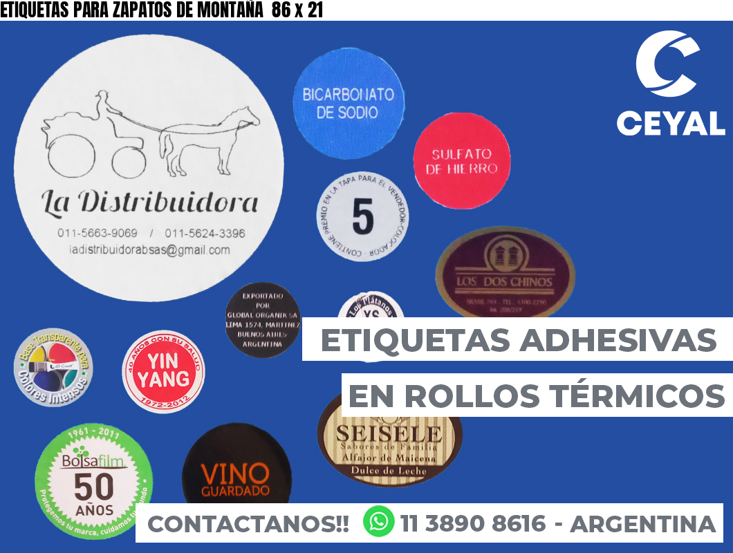 ETIQUETAS PARA ZAPATOS DE MONTAÑA  86 x 21