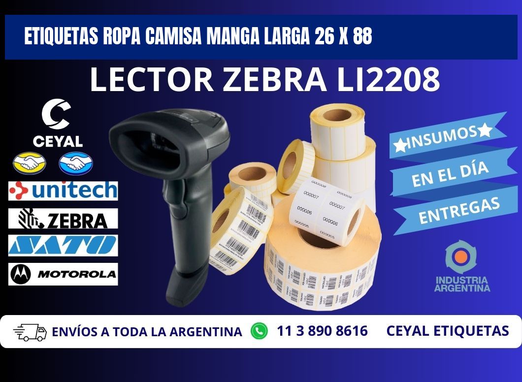 ETIQUETAS ROPA CAMISA MANGA LARGA 26 x 88