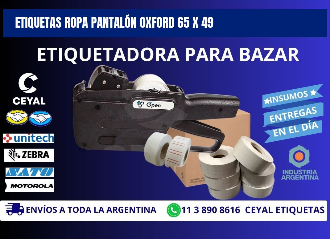 ETIQUETAS ROPA PANTALÓN OXFORD 65 x 49