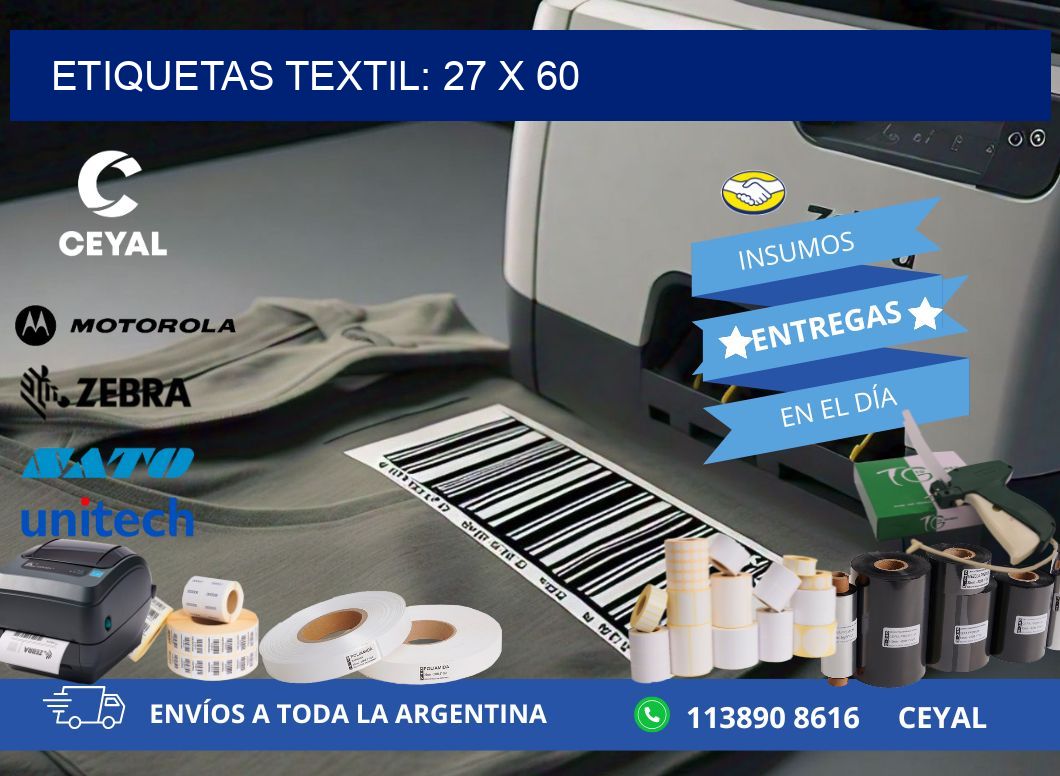 ETIQUETAS TEXTIL: 27 x 60