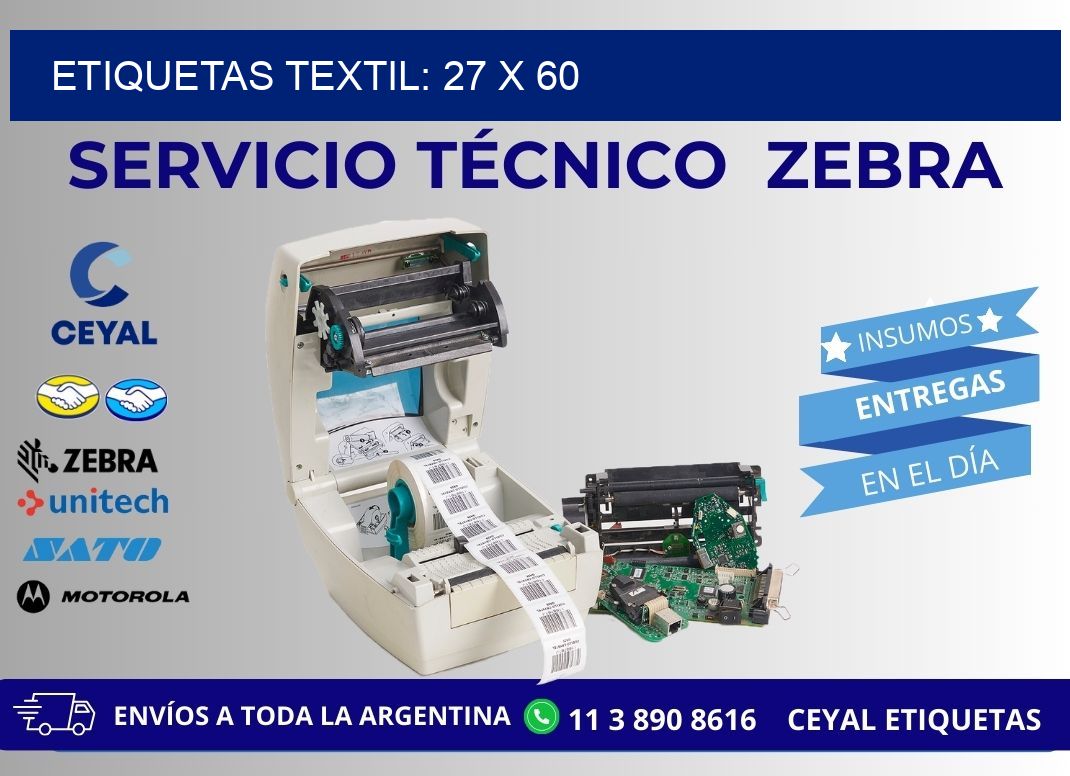 ETIQUETAS TEXTIL: 27 x 60