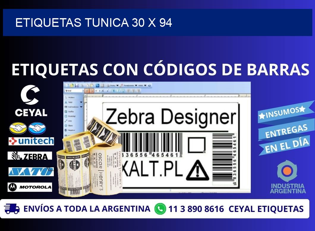 ETIQUETAS TUNICA 30 x 94