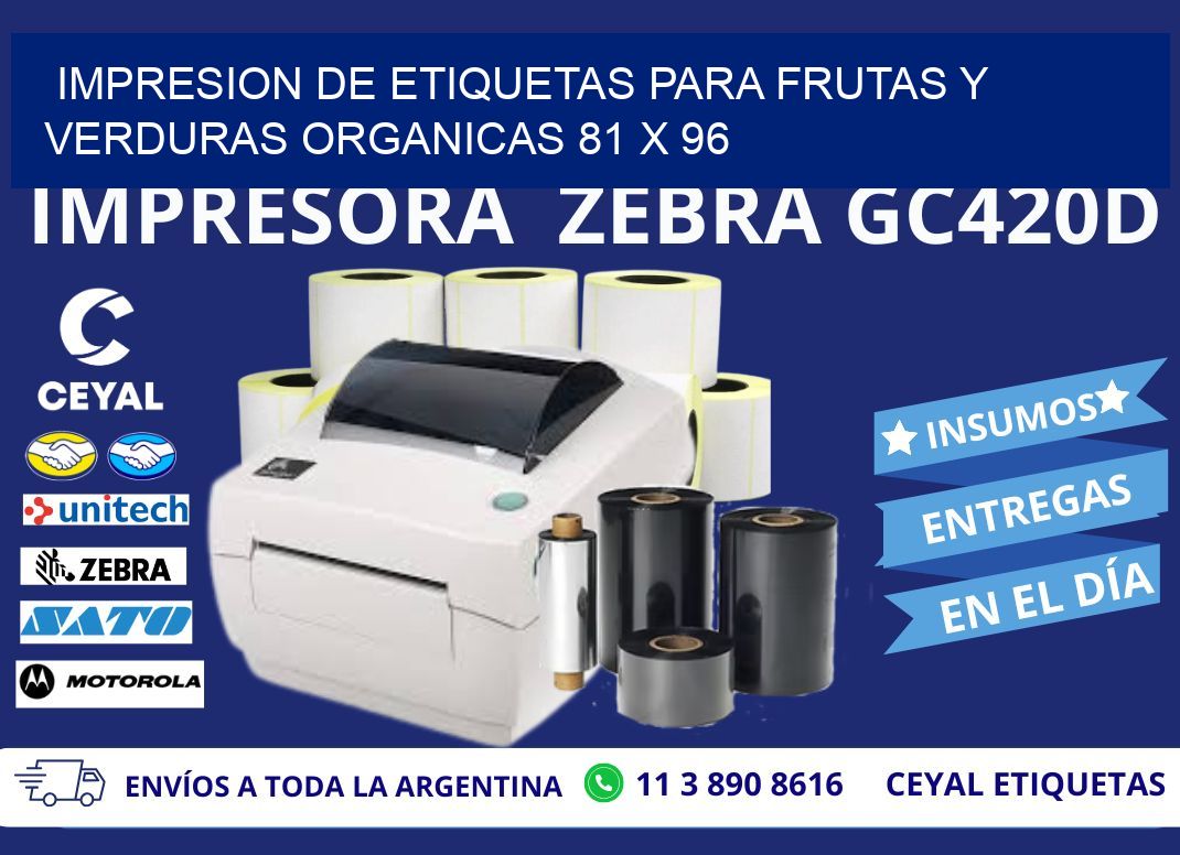 IMPRESION DE ETIQUETAS PARA FRUTAS Y VERDURAS ORGANICAS 81 x 96
