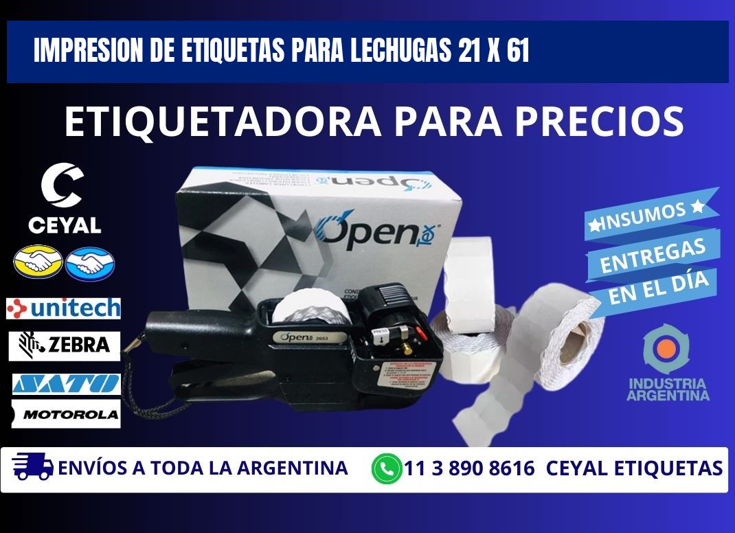 IMPRESION DE ETIQUETAS PARA LECHUGAS 21 x 61