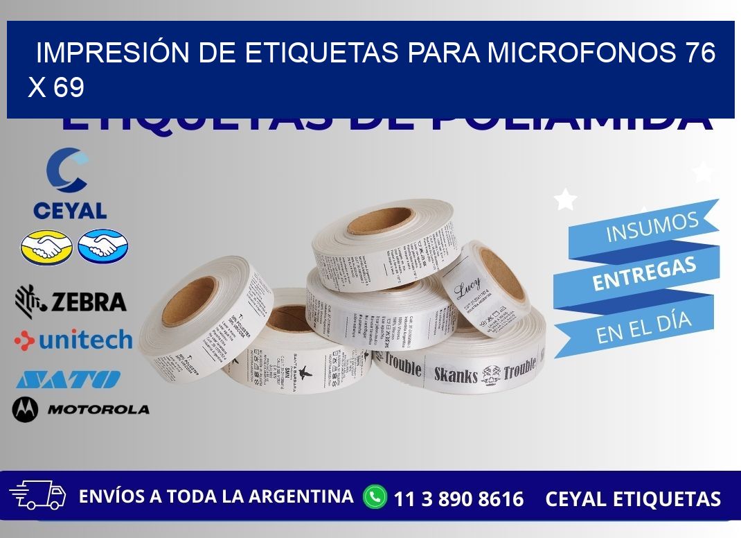 IMPRESIÓN DE ETIQUETAS PARA MICROFONOS 76 x 69