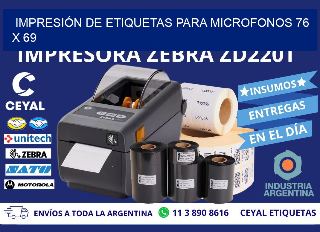 IMPRESIÓN DE ETIQUETAS PARA MICROFONOS 76 x 69