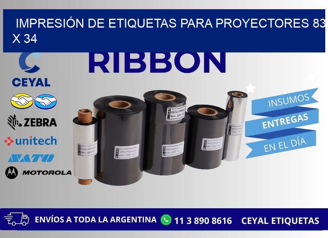 IMPRESIÓN DE ETIQUETAS PARA PROYECTORES 83 x 34