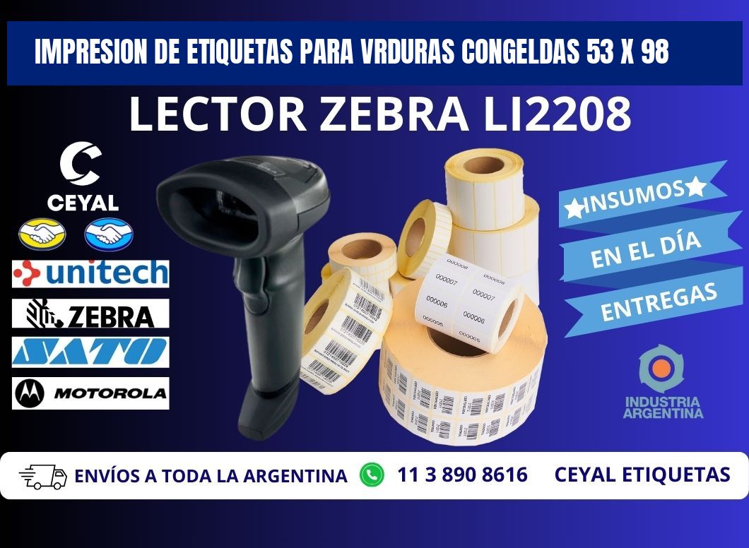 IMPRESION DE ETIQUETAS PARA VRDURAS CONGELDAS 53 x 98