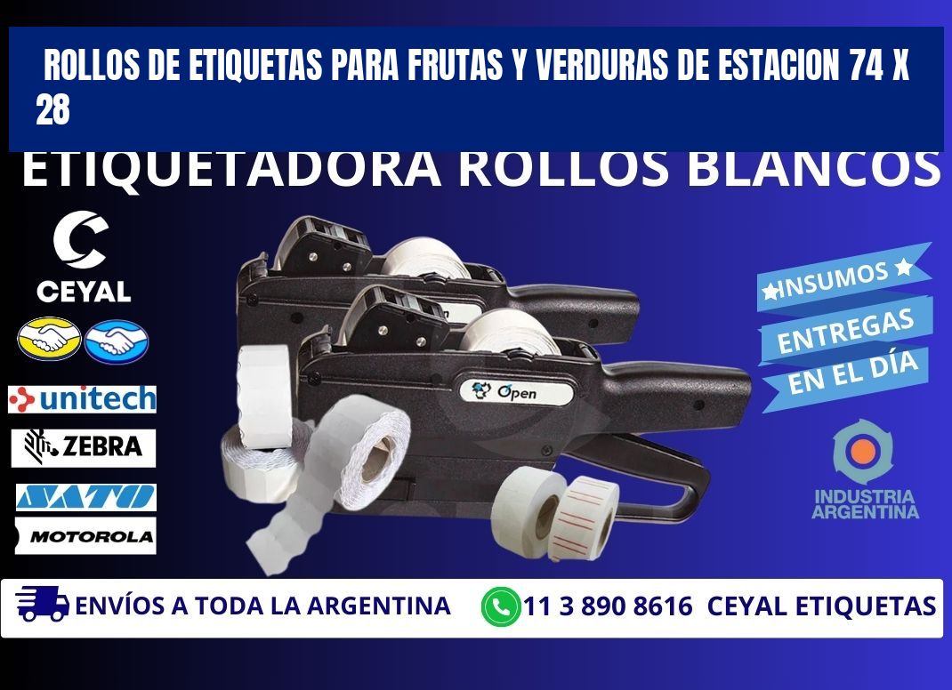 ROLLOS DE ETIQUETAS PARA FRUTAS Y VERDURAS DE ESTACION 74 x 28