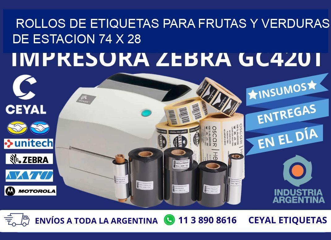 ROLLOS DE ETIQUETAS PARA FRUTAS Y VERDURAS DE ESTACION 74 x 28