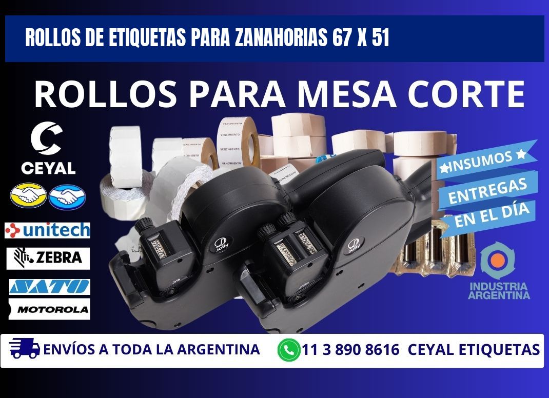 ROLLOS DE ETIQUETAS PARA ZANAHORIAS 67 x 51