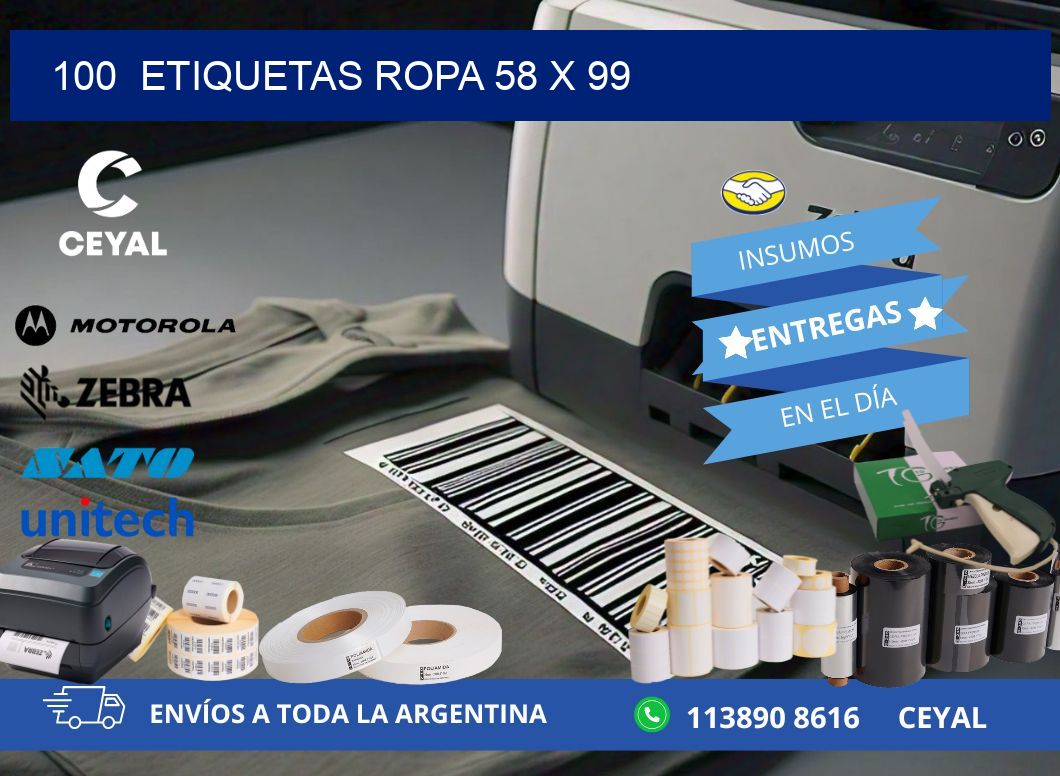 100  ETIQUETAS ROPA 58 x 99