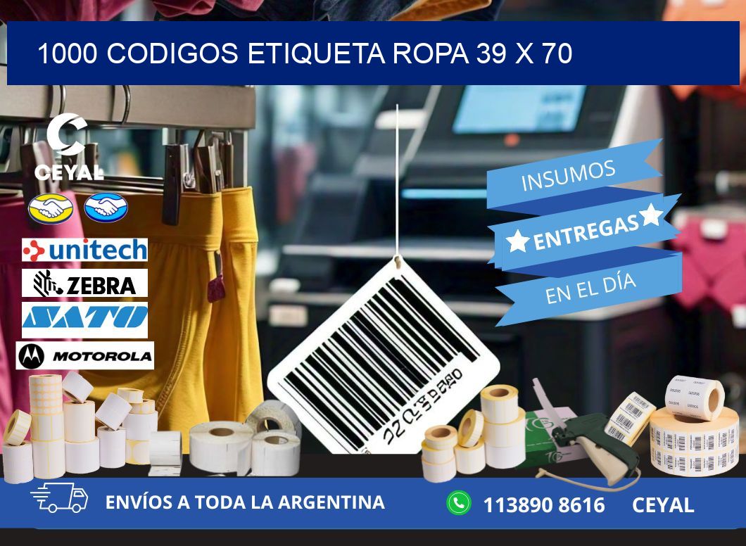 1000 CODIGOS ETIQUETA ROPA 39 x 70