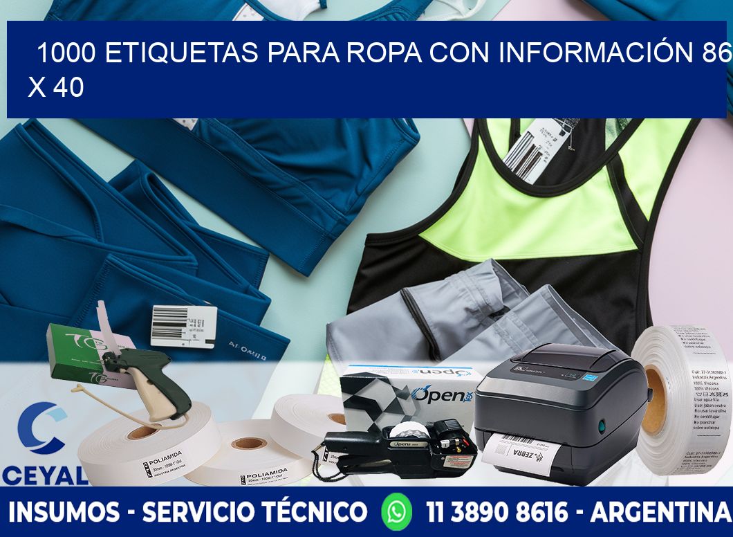 1000 ETIQUETAS PARA ROPA CON INFORMACIÓN 86 x 40