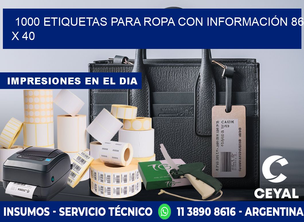 1000 ETIQUETAS PARA ROPA CON INFORMACIÓN 86 x 40