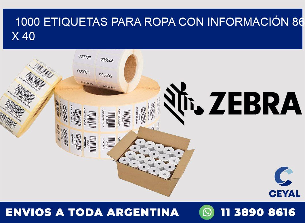 1000 ETIQUETAS PARA ROPA CON INFORMACIÓN 86 x 40