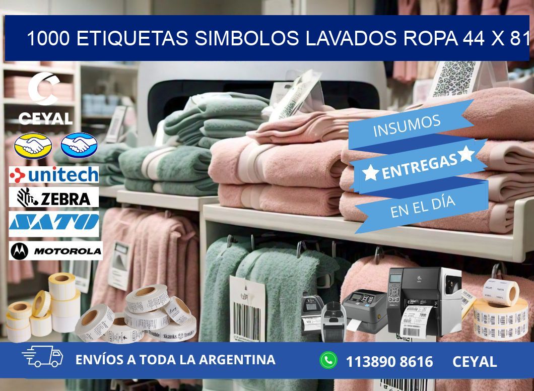 1000 ETIQUETAS SIMBOLOS LAVADOS ROPA 44 x 81