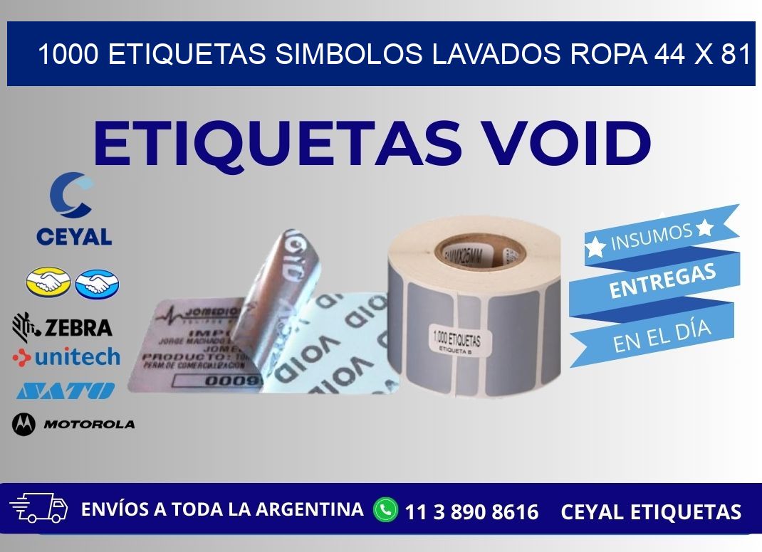 1000 ETIQUETAS SIMBOLOS LAVADOS ROPA 44 x 81