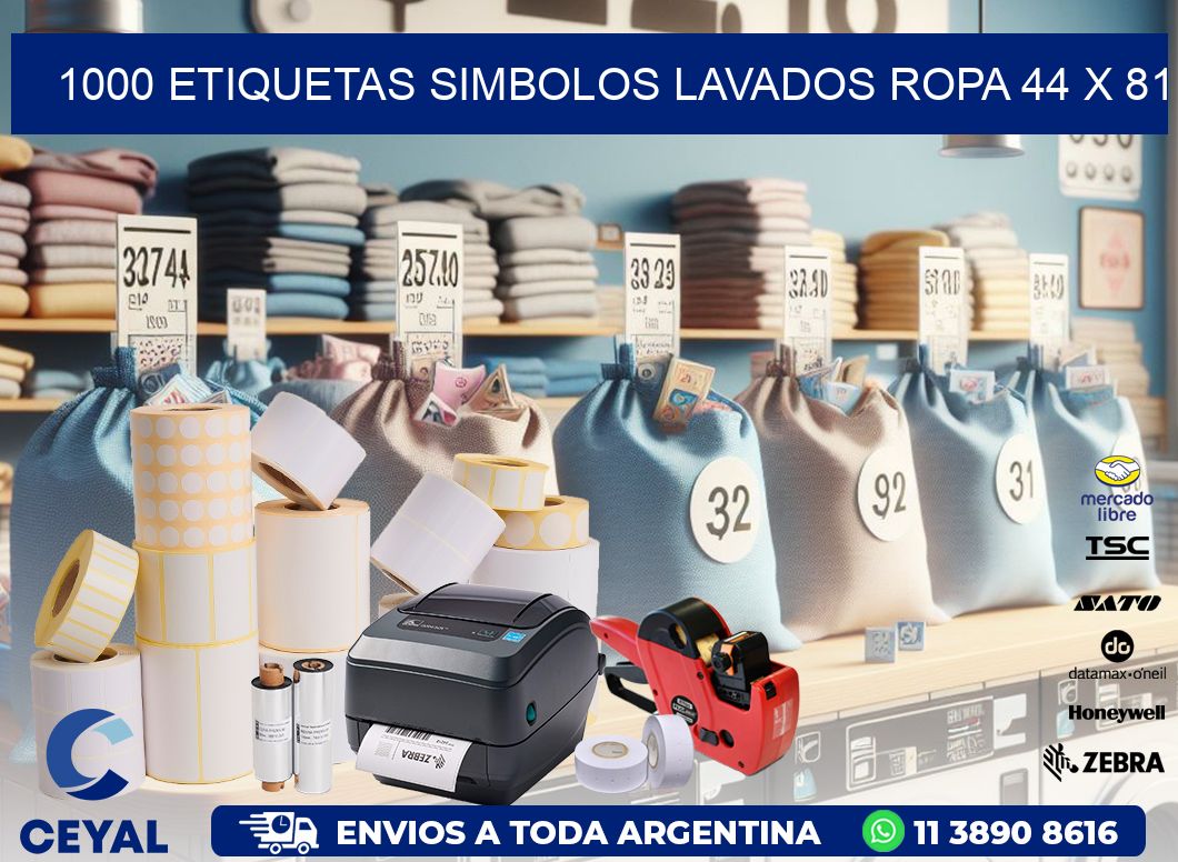 1000 ETIQUETAS SIMBOLOS LAVADOS ROPA 44 x 81