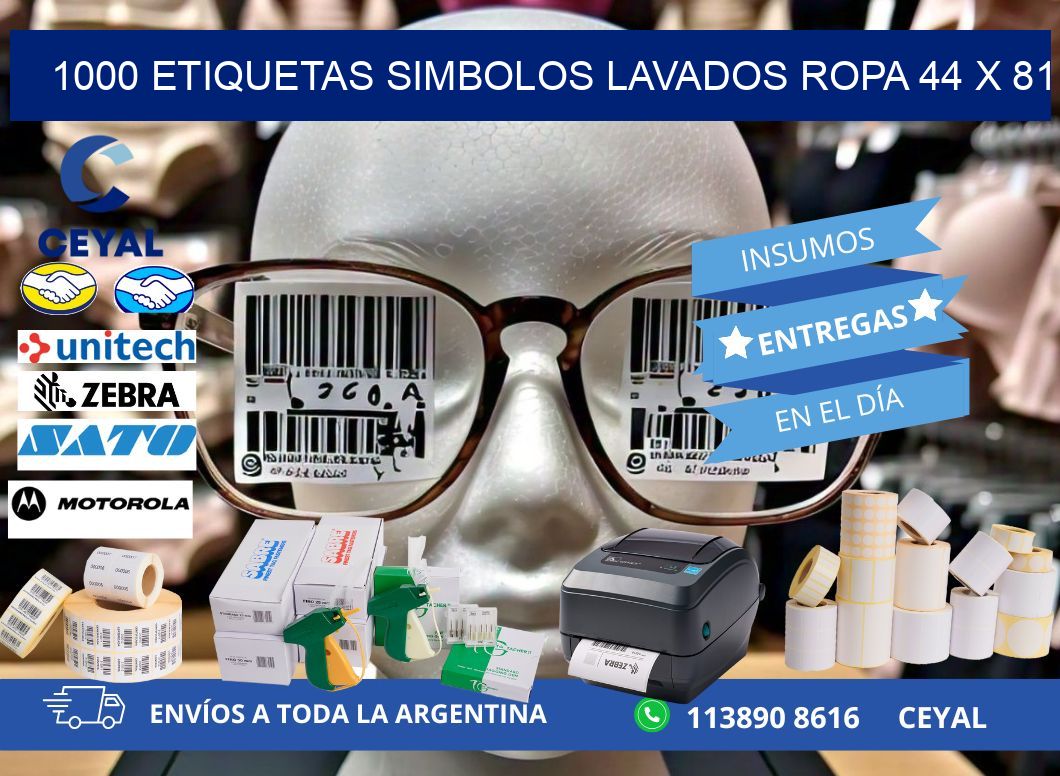 1000 ETIQUETAS SIMBOLOS LAVADOS ROPA 44 x 81