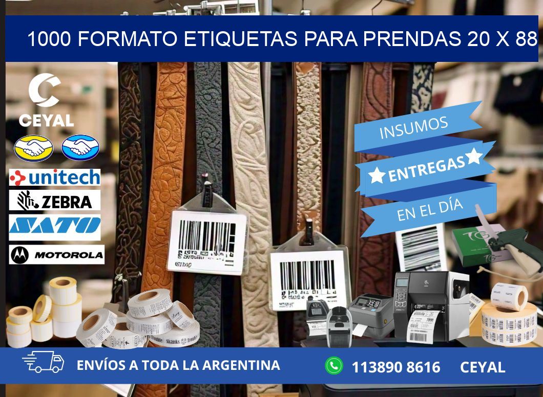 1000 FORMATO ETIQUETAS PARA PRENDAS 20 x 88