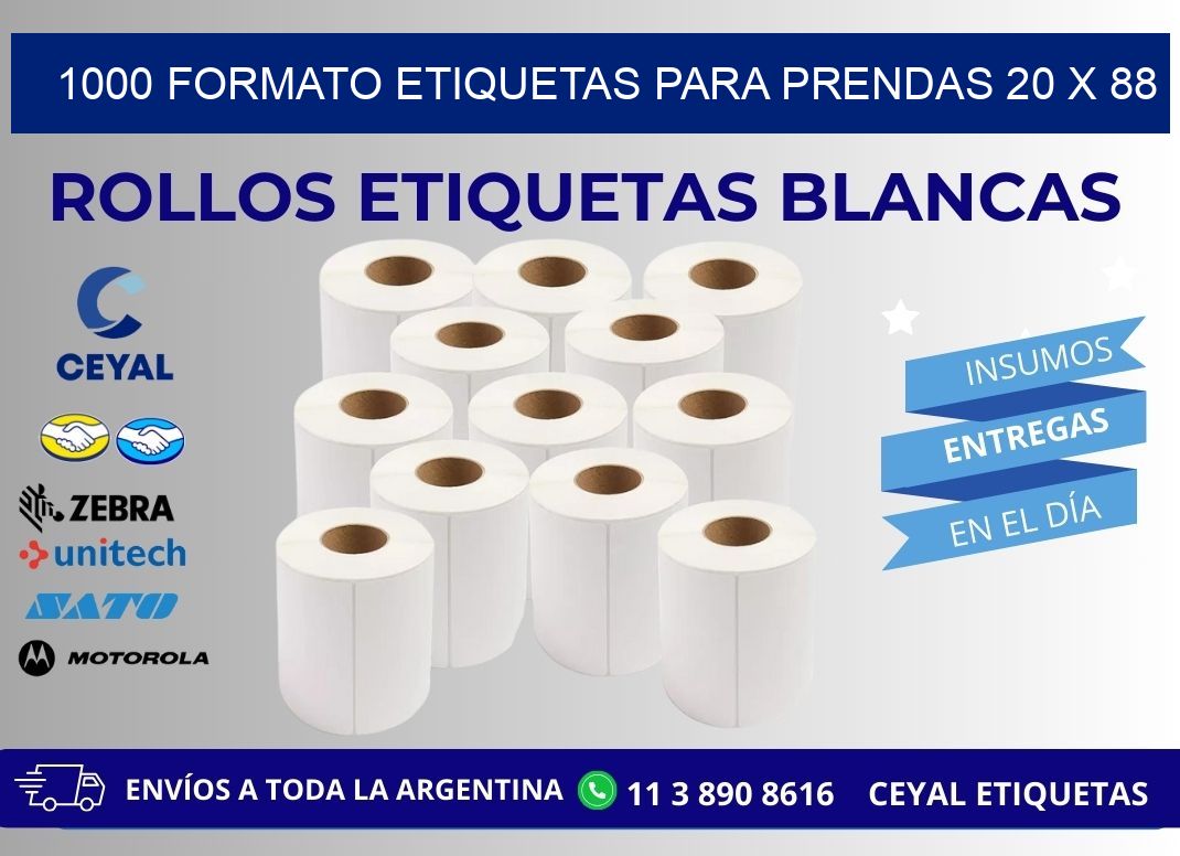 1000 FORMATO ETIQUETAS PARA PRENDAS 20 x 88