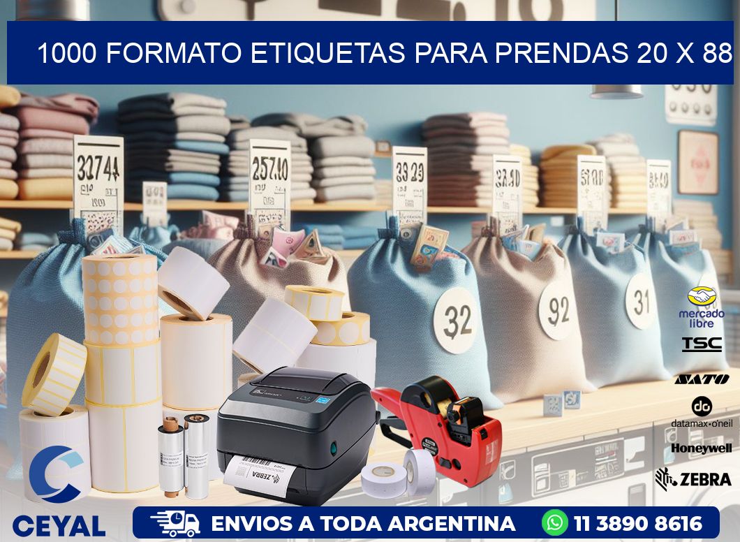 1000 FORMATO ETIQUETAS PARA PRENDAS 20 x 88