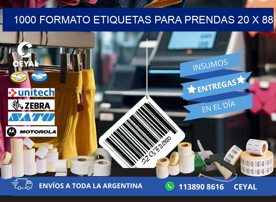 1000 FORMATO ETIQUETAS PARA PRENDAS 20 x 88