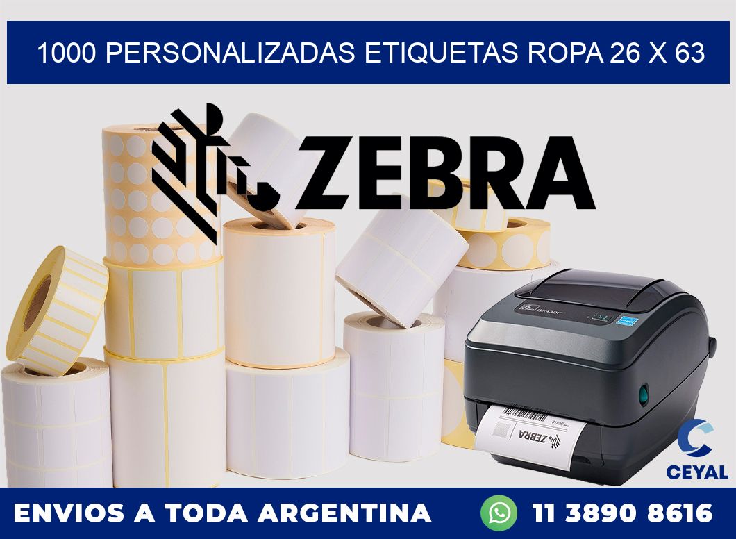 1000 PERSONALIZADAS ETIQUETAS ROPA 26 x 63