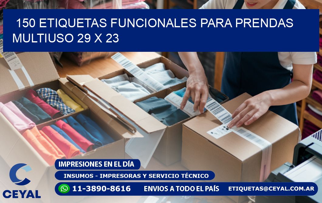 150 ETIQUETAS FUNCIONALES PARA PRENDAS MULTIUSO 29 x 23