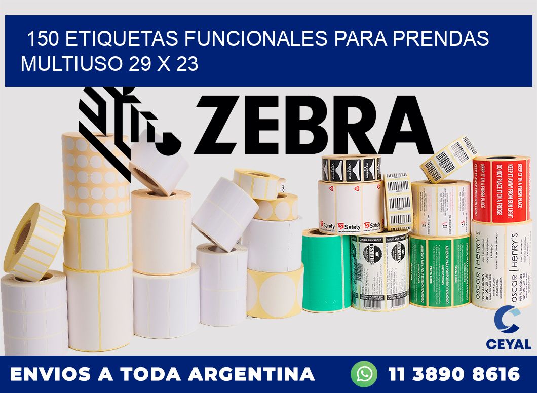 150 ETIQUETAS FUNCIONALES PARA PRENDAS MULTIUSO 29 x 23