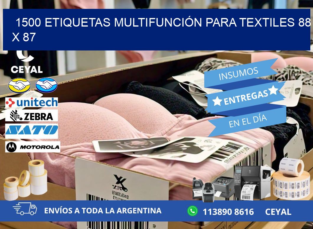 1500 ETIQUETAS MULTIFUNCIÓN PARA TEXTILES 88 x 87